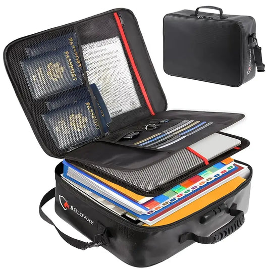 1pc Fireproof Document Bag With Lock & Reflective Strip (17 X 11.8 X 5 Inch),