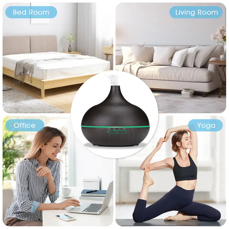 Diffuser for Home, 550ML Large Capacity Diffuser, Essential Oil Diffuser with 12 Bottles of Essential Oils, Aroma Diffuser with Remote Control for Hotel Spa Yoga Room - Humidifier with 7Colors LED Night Light for Bedroom Home Relaxation
